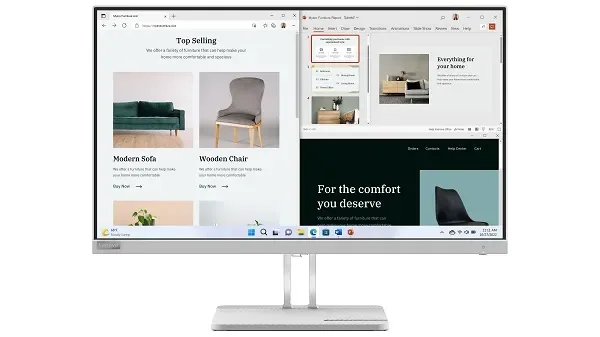 Lenovo L27e-40 27″ FHD Monitor, Cloud Grey Color, Connectivity : 1 VGA, 2 HDMI 1.4
