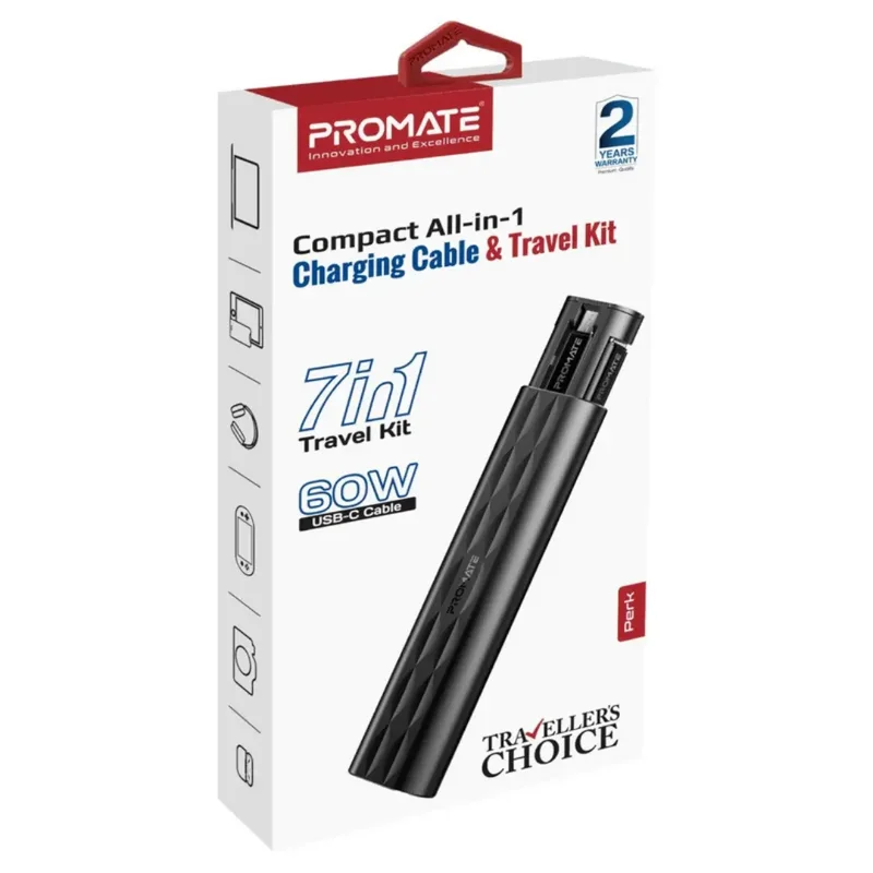 Promate PERK Compact All-in-1 Charging Cable and Travel Kit
