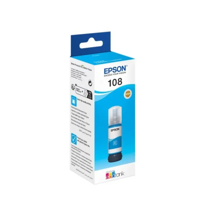 Epson 108 EcoTank Pigment Cyan ink bottle