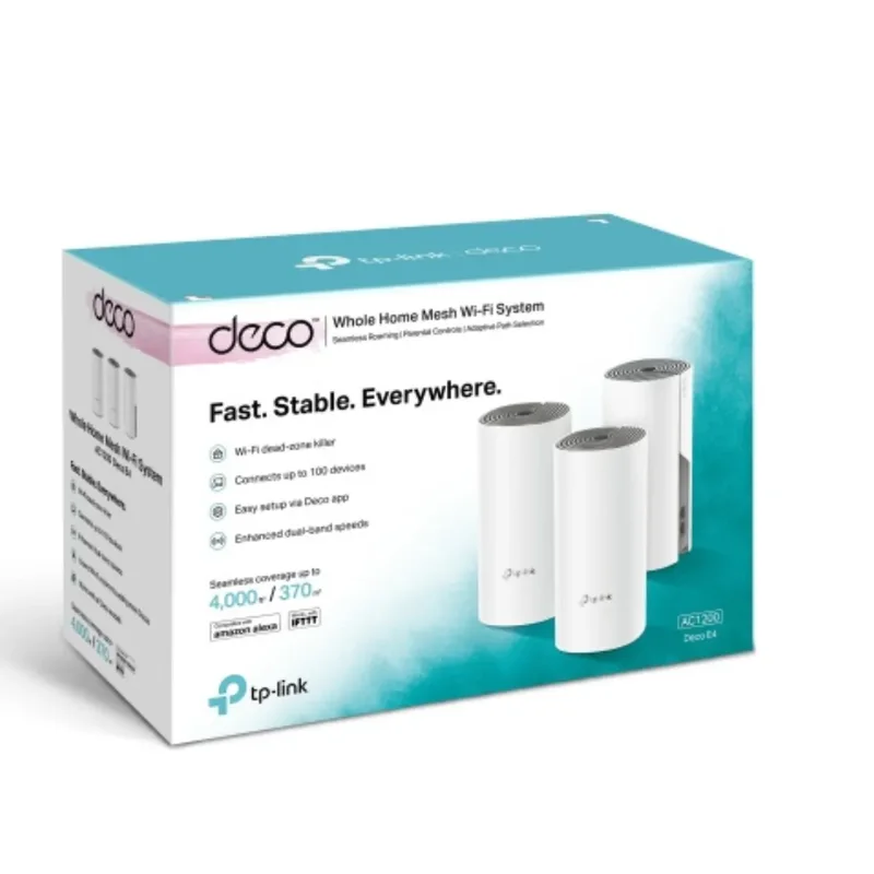 TP-Link Deco E4 AC1200 Whole Home Mesh Wi-Fi System (3 Pack) – TL-DECO E4 (3-PACK)