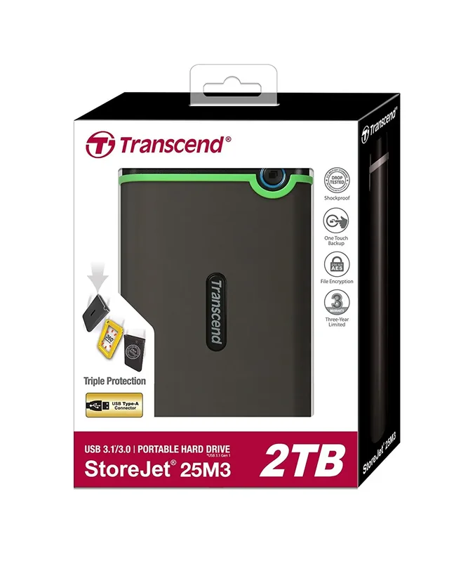 Transcend StoreJet 2TB External Hard Drive USB 3.1 25M3