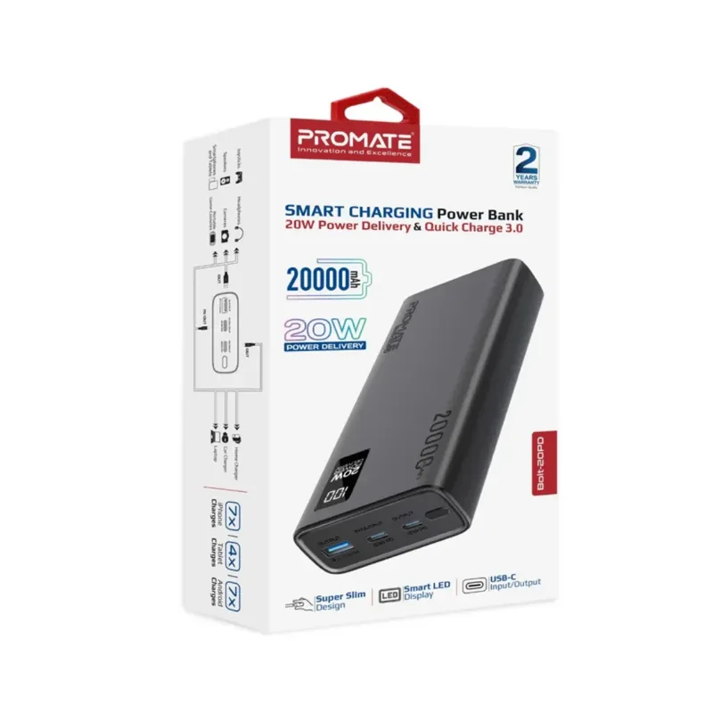 Promate Bolt-20PD Super Slim Design 20000mAh Power Bank
