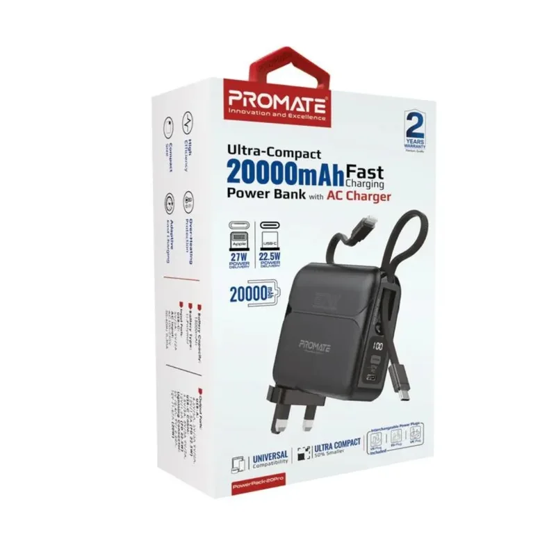 Promate PowerPack-20Pro Ultra-compact 20000mAh Fast Charging Power Bank