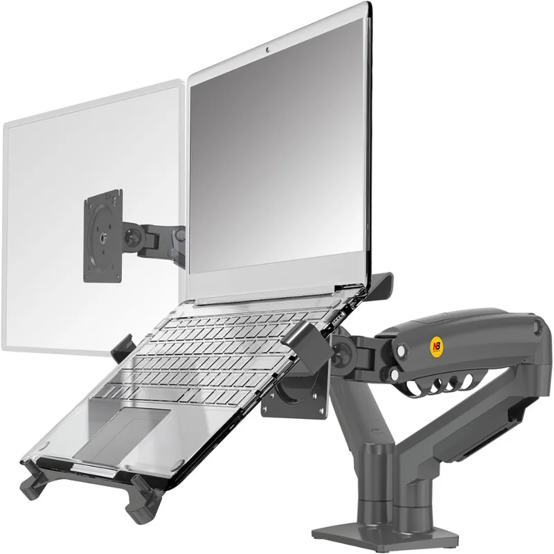 North Bayou Dual Monitor Arm and Laptop Mount With Adjustable Tray
