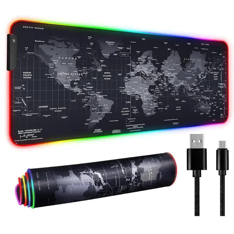 World Map RGB 90cm X40cm Gaming Mouse Pad