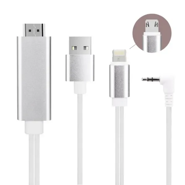 Digital AV Cable 2 in 1 Micro B & USB – C (Silver)