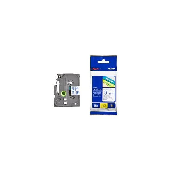 Brother TZE-223 Blue on White 9mm Laminated Label Tape