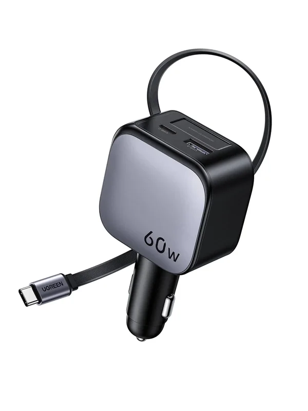 UGREEN EC602 Nexode Car Charger 60W with Retractable USB-C Cable