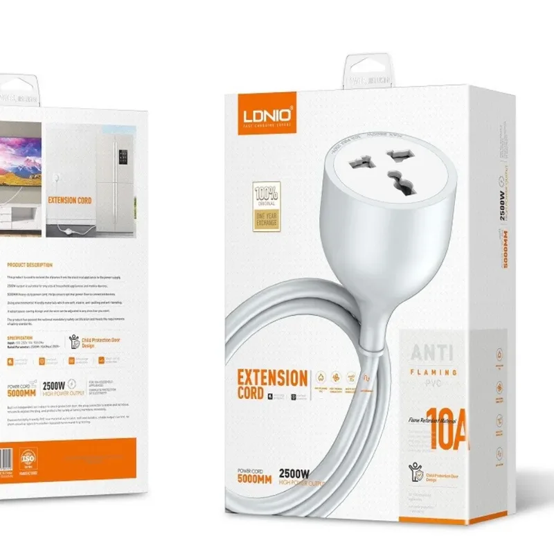 LDNIO 1 AC Outlet Universal 5M Power Socket Extension Cord (SC1017)